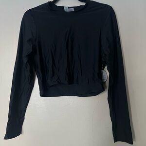 JCPenney Black Long Sleeve Cropped Swim Coverup